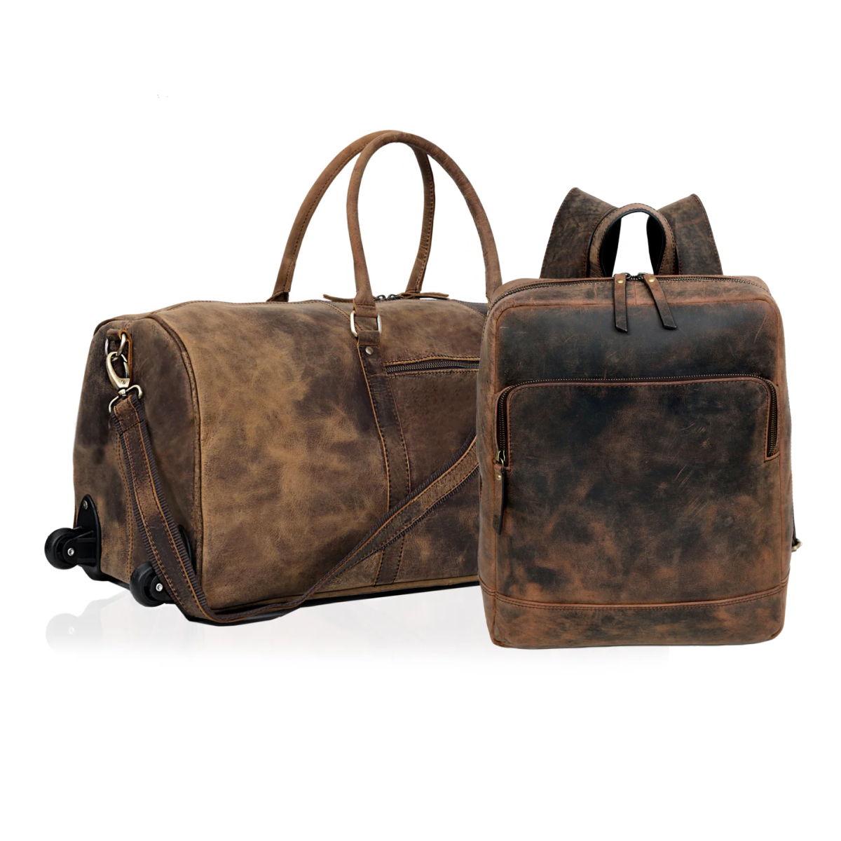PENNSYLVANIA LEATHER TROLLEY DUFFEL BAG & MUSK LEATHER BACKPACK-combo - denverleathercraft