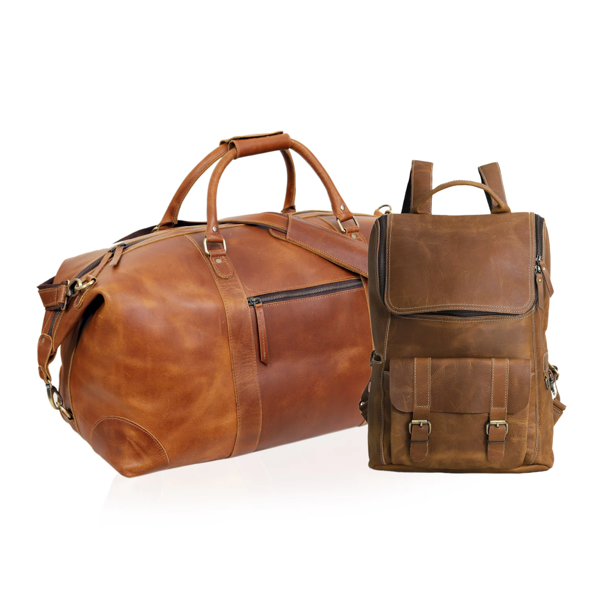 DLC BUFFALO LEATHER BACKPACK & DUTCH LEATHER DUFFEL BAG-combo - denverleathercraft
