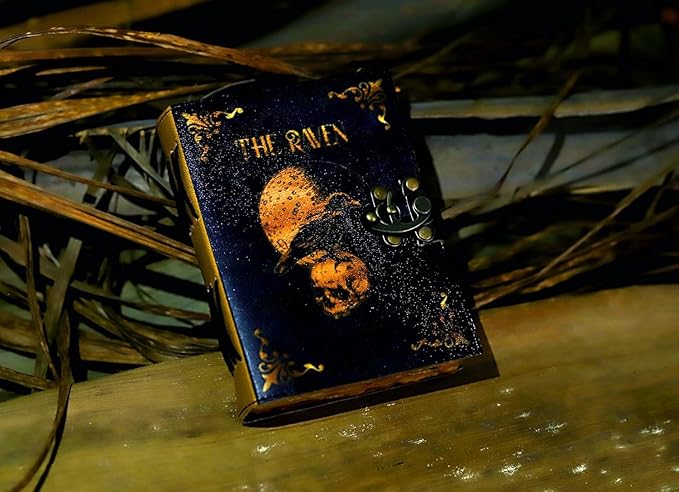 Leather Gothic Journal Magical Raven Skull Spiral Notebook