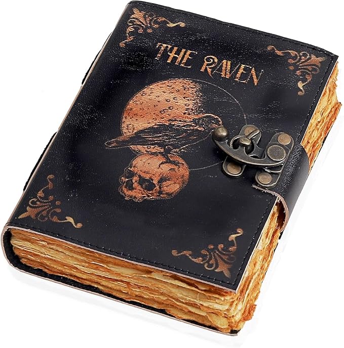 Leather Gothic Journal Magical Raven Skull Spiral Notebook