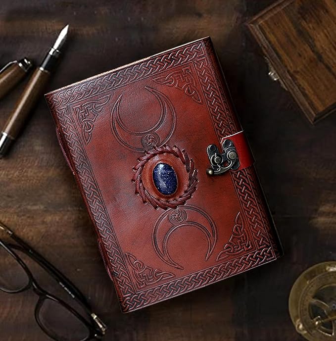 3 Moon Blue Lapiz  Leather Journal