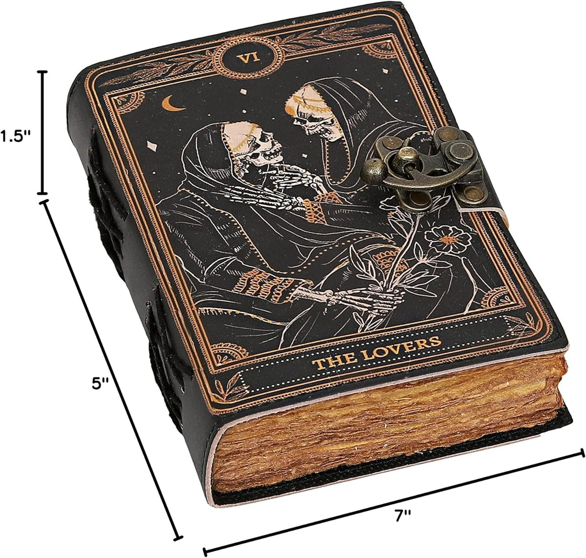 Book of Spells Leather Journal Deckle Edge Paper Grimoire Printed Journal
