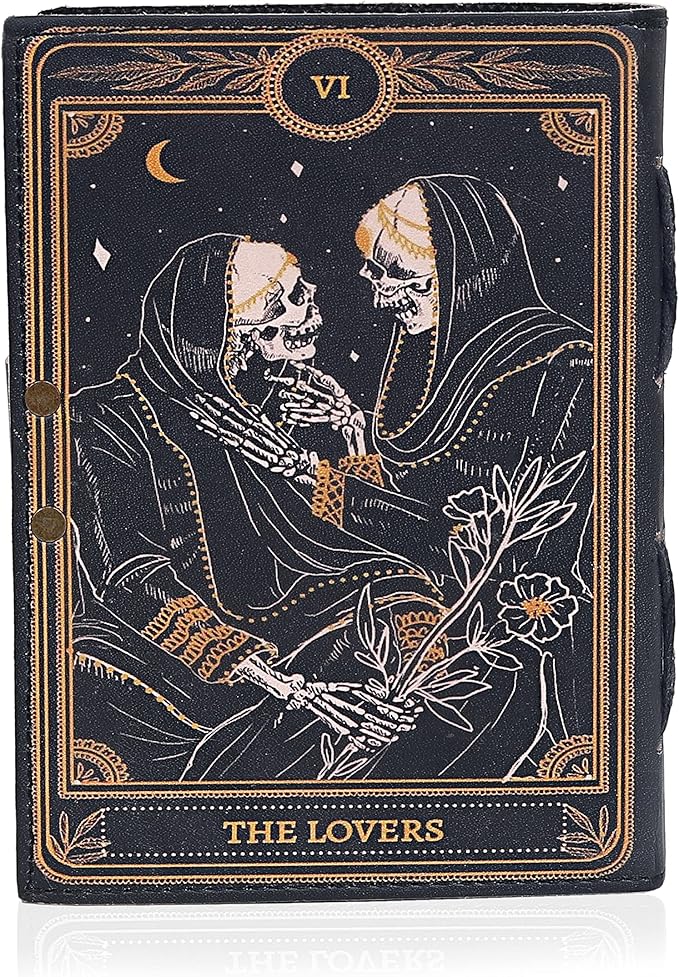 Book of Spells Leather Journal Deckle Edge Paper Grimoire Printed Journal