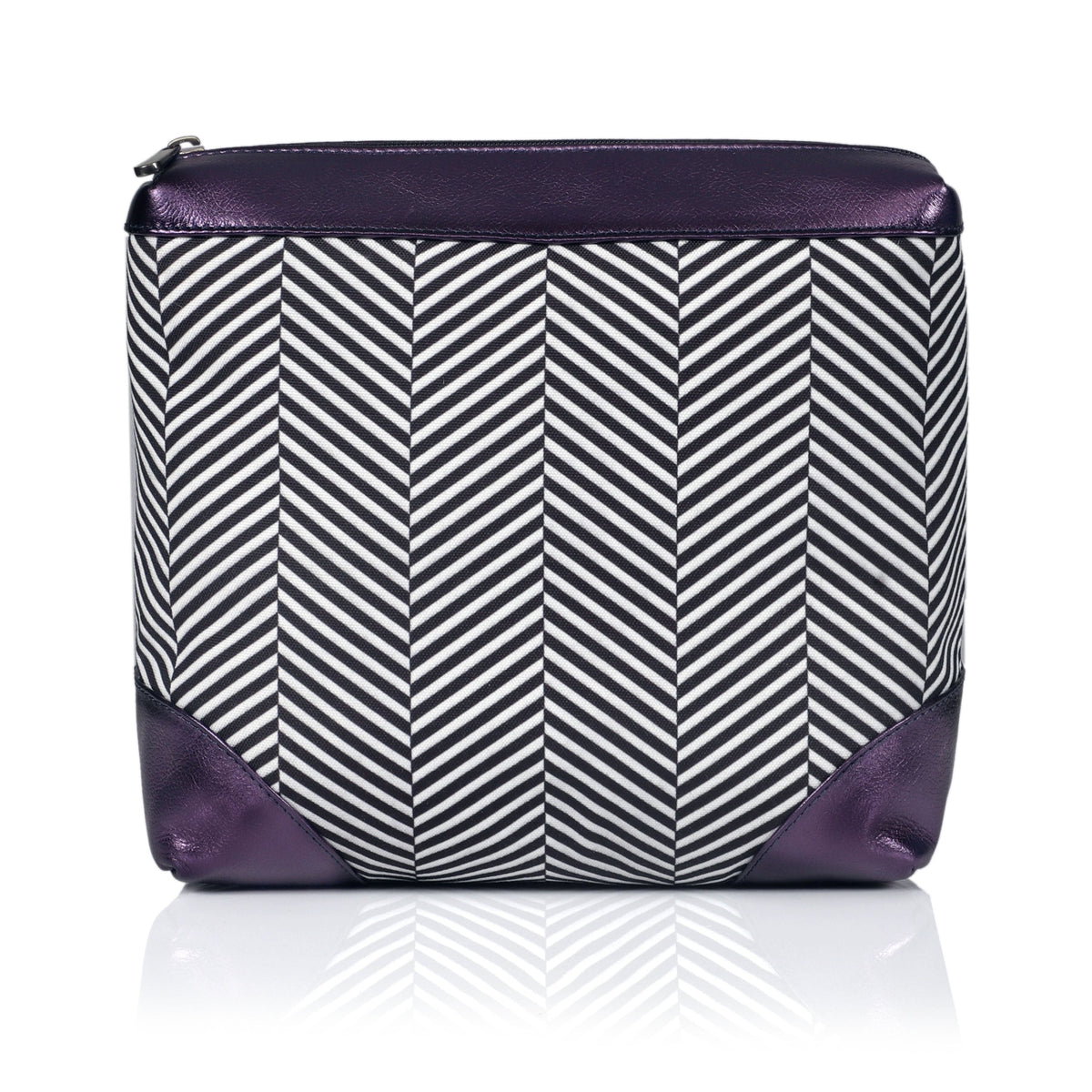 SEINNA LEATHER TOTE BAG - PEBBLED METALLIC BERRY PURPLE - denverleathercraft