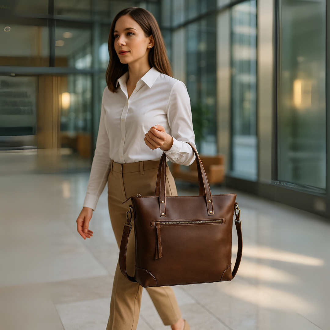 MARILYN BUFFALO LEATHER TOTE BAG - denverleathercraft