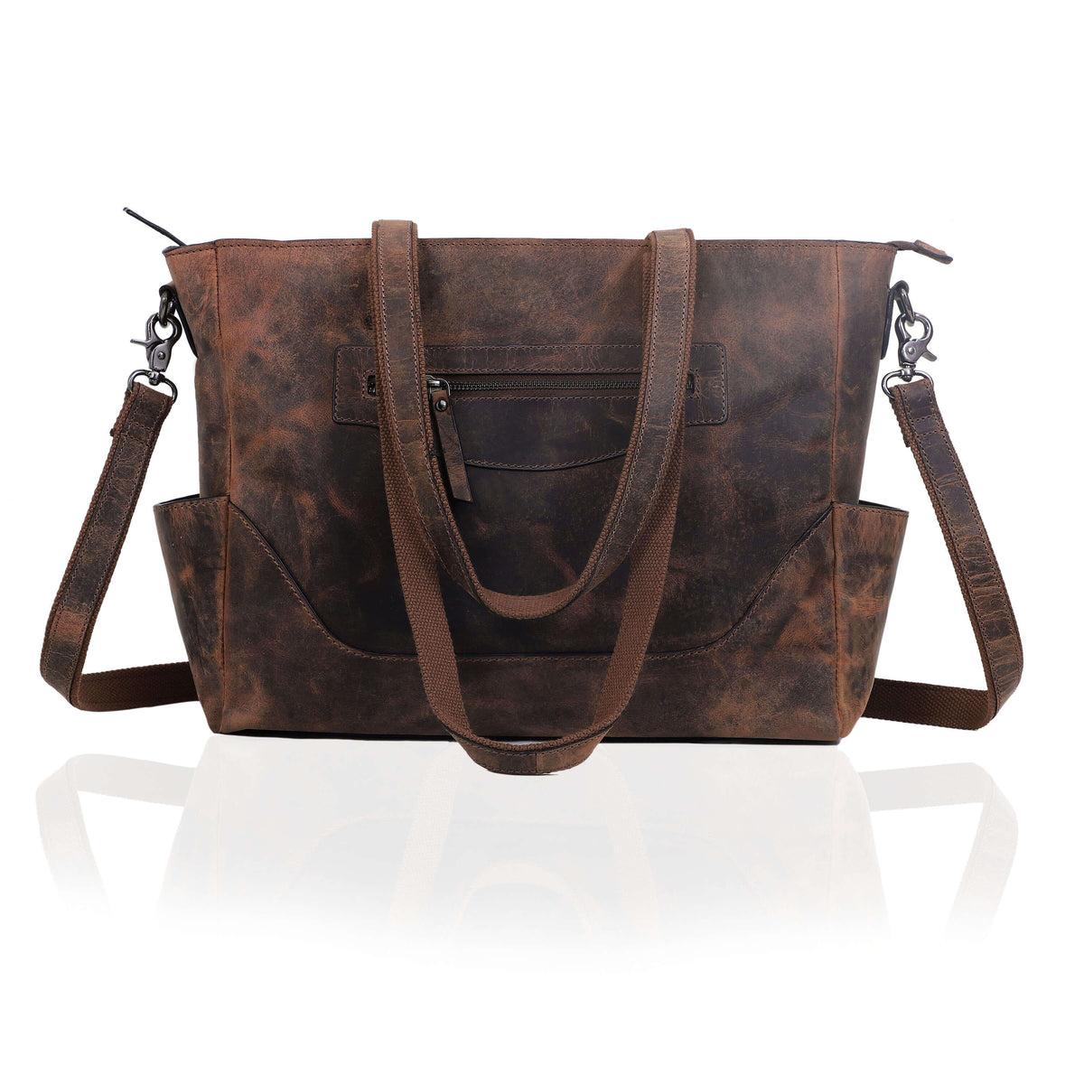 MARILYN BUFFALO LEATHER LAPTOP TOTE BAG - denverleathercraft