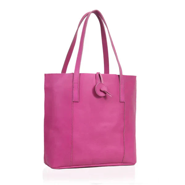 SEINNA LEATHER TOTE BAG - PINK - denverleathercraft