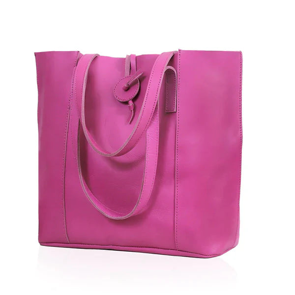 SEINNA LEATHER TOTE BAG - PINK - denverleathercraft