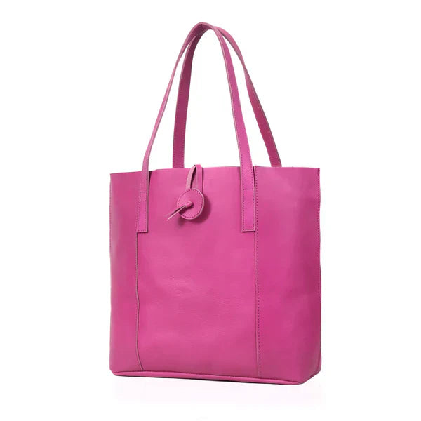 SEINNA LEATHER TOTE BAG - PINK - denverleathercraft
