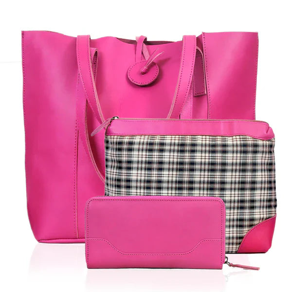 Seinna Leather Bag Combo - Pink - denverleathercraft