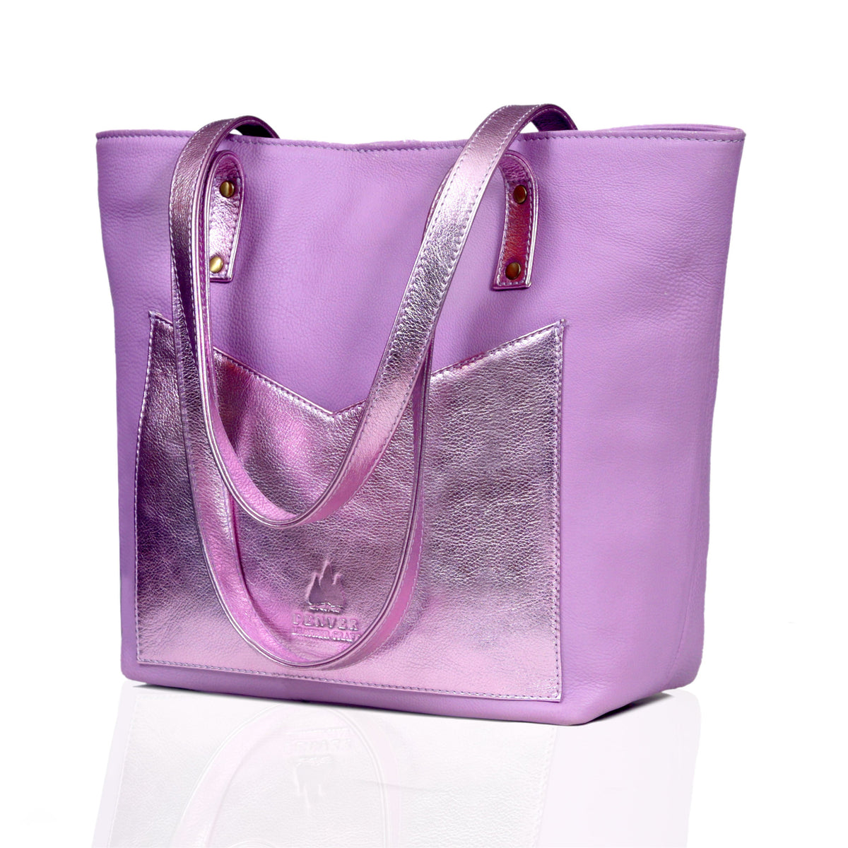 JULIET LEATHER TOTE BAG - LILAC - denverleathercraft