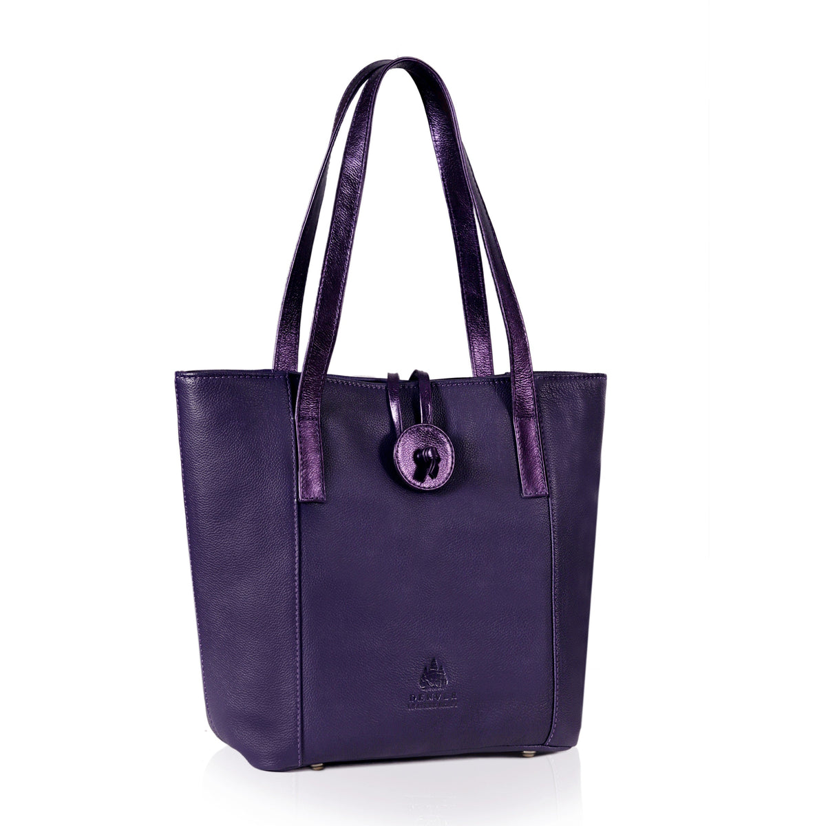 SEINNA LEATHER TOTE BAG - PEBBLED PURPLE - denverleathercraft