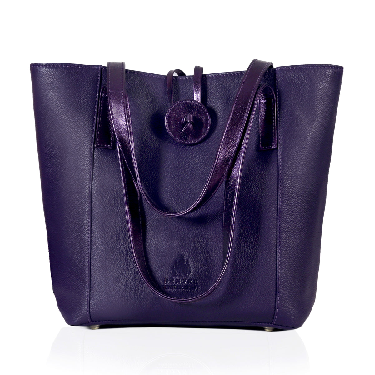 SEINNA LEATHER TOTE BAG - PEBBLED PURPLE - denverleathercraft