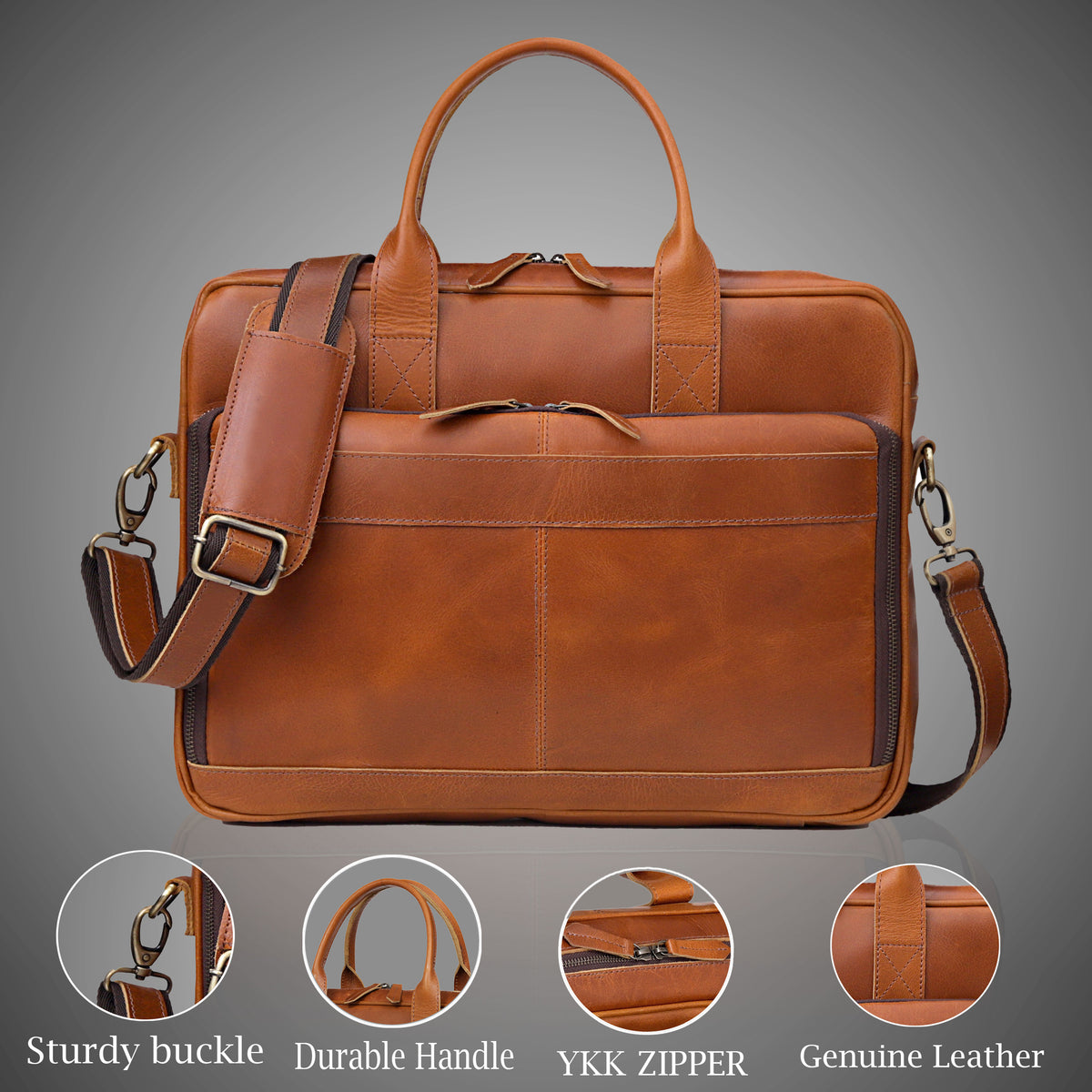 VIRGINIA LEATHER BRIEFCASE BAG - denverleathercraft