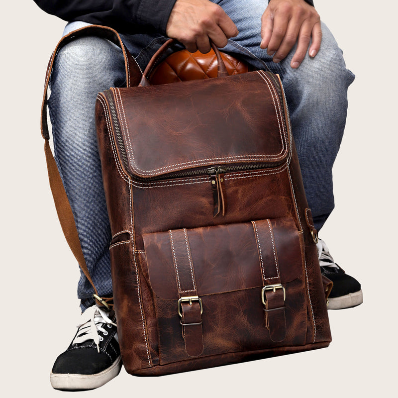 THORNE BUFFALO LEATHER BACKPACK - denverleathercraft