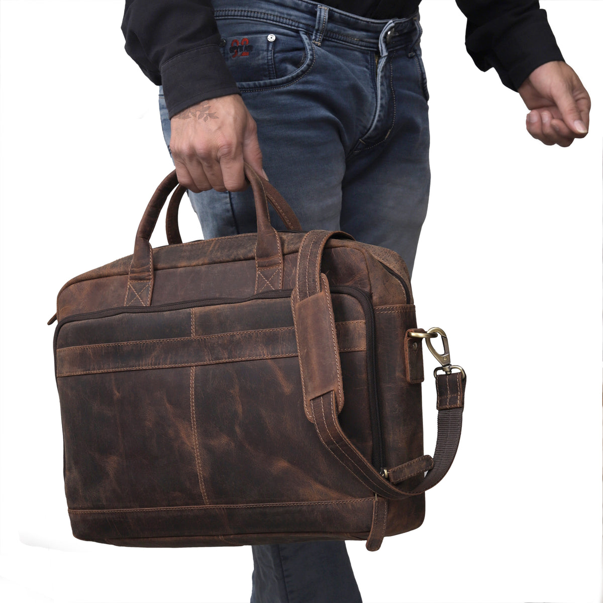 VIRGINIA LEATHER BRIEFCASE BAG - denverleathercraft