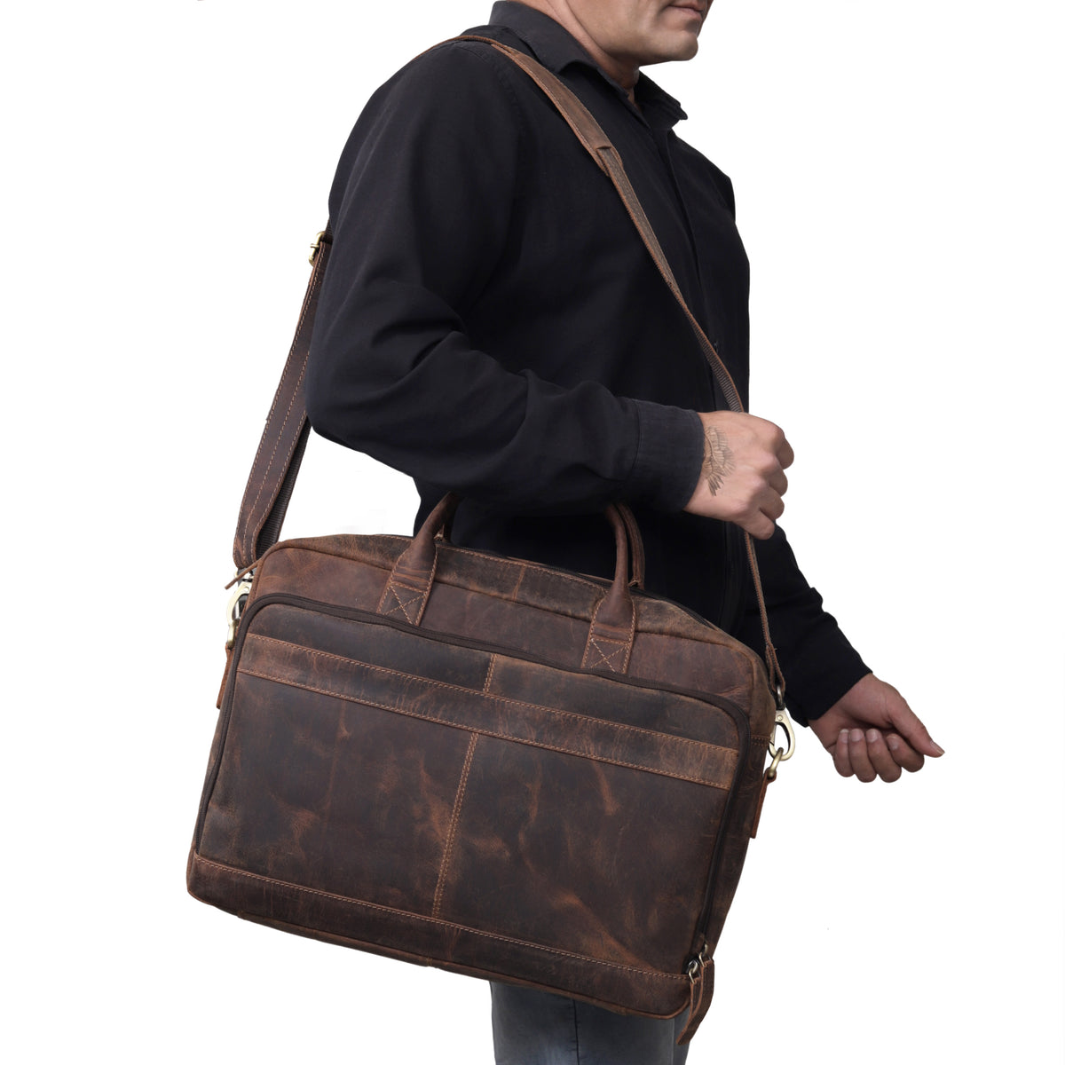 VIRGINIA LEATHER BRIEFCASE BAG - denverleathercraft