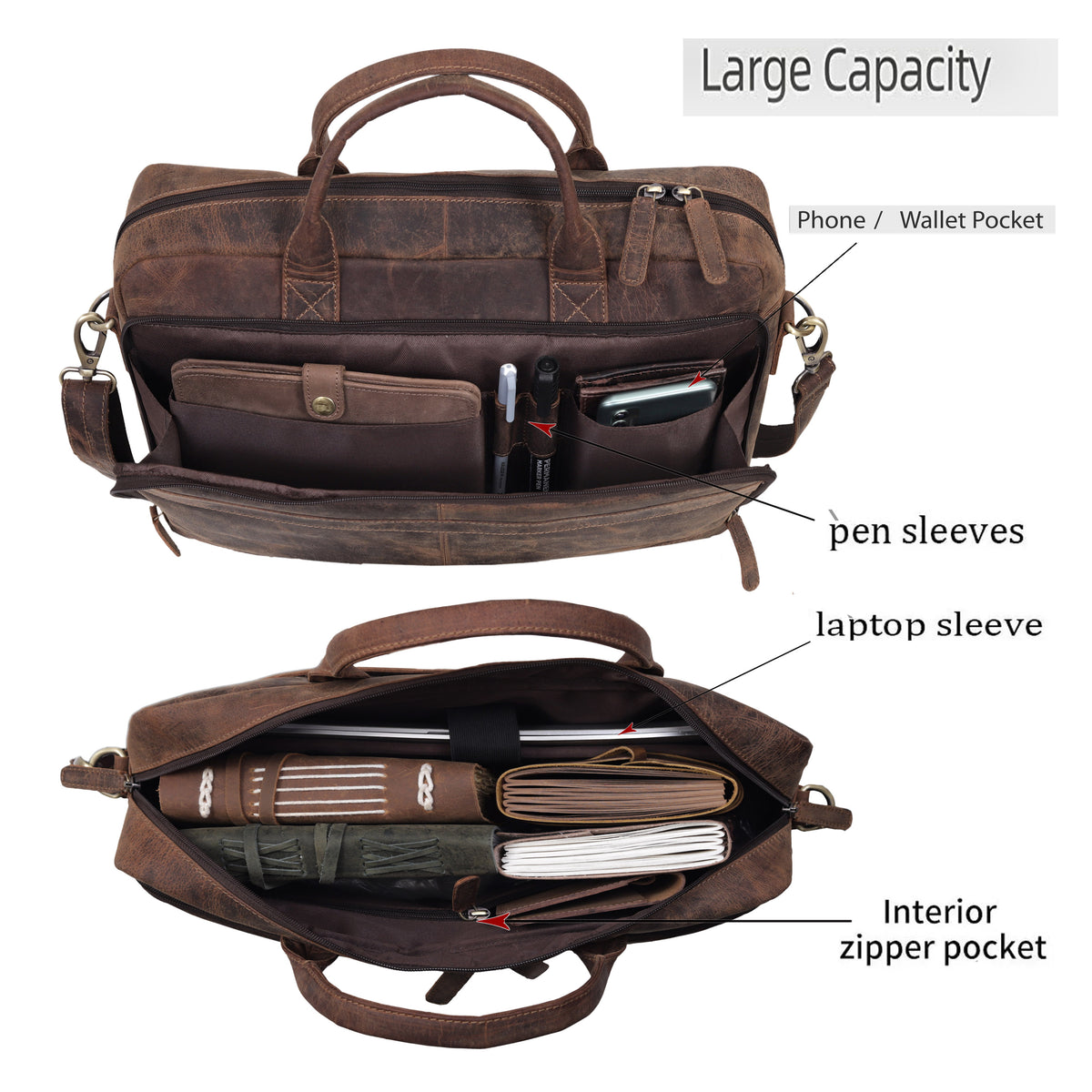 VIRGINIA LEATHER BRIEFCASE BAG - denverleathercraft