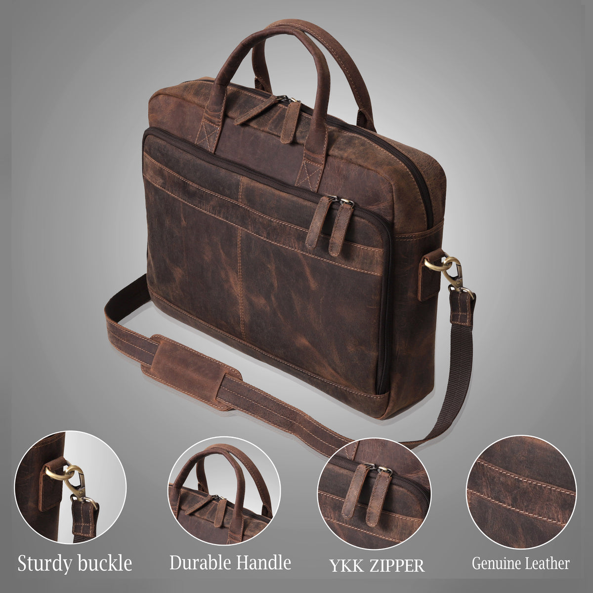 VIRGINIA LEATHER BRIEFCASE BAG - denverleathercraft