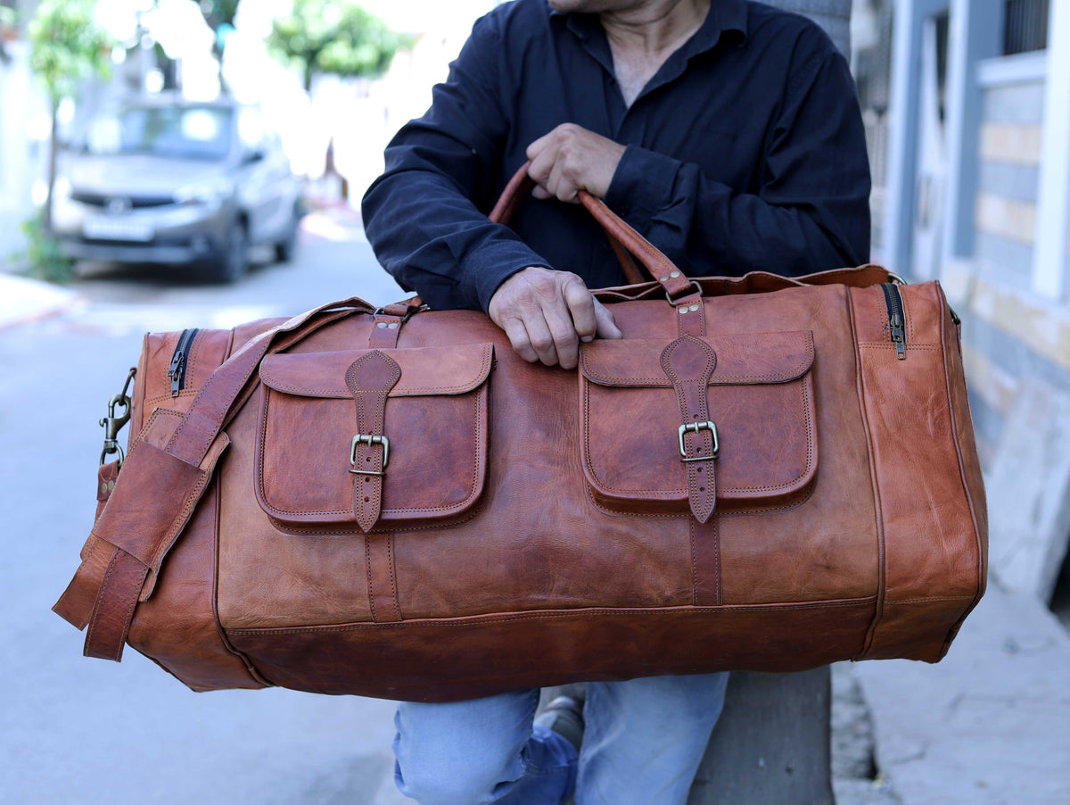 MARLOW LEATHER DUFFEL BAG MEN - denverleathercraft
