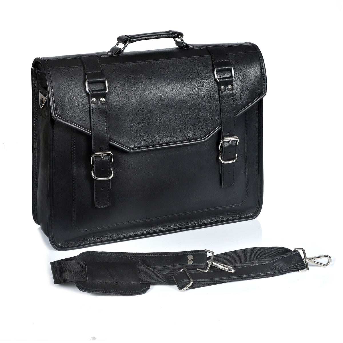 JAKE BLACK LEATHER MESSENGER BAG - denverleathercraft