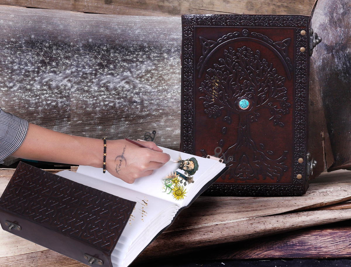 Leather Large Tree of life Journal - denverleathercraft