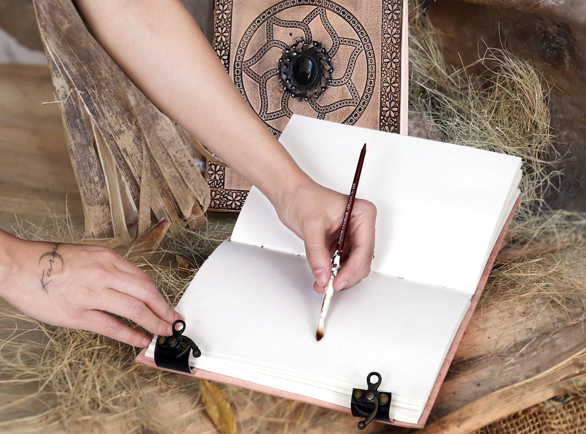 Leather Journal Semi-Precious Stone - denverleathercraft