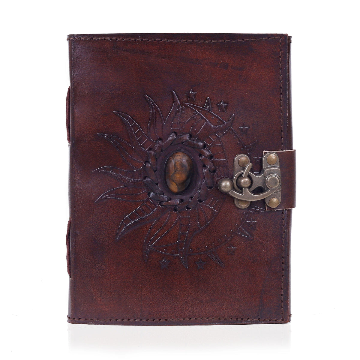 Leather Tiger stone journal - denverleathercraft