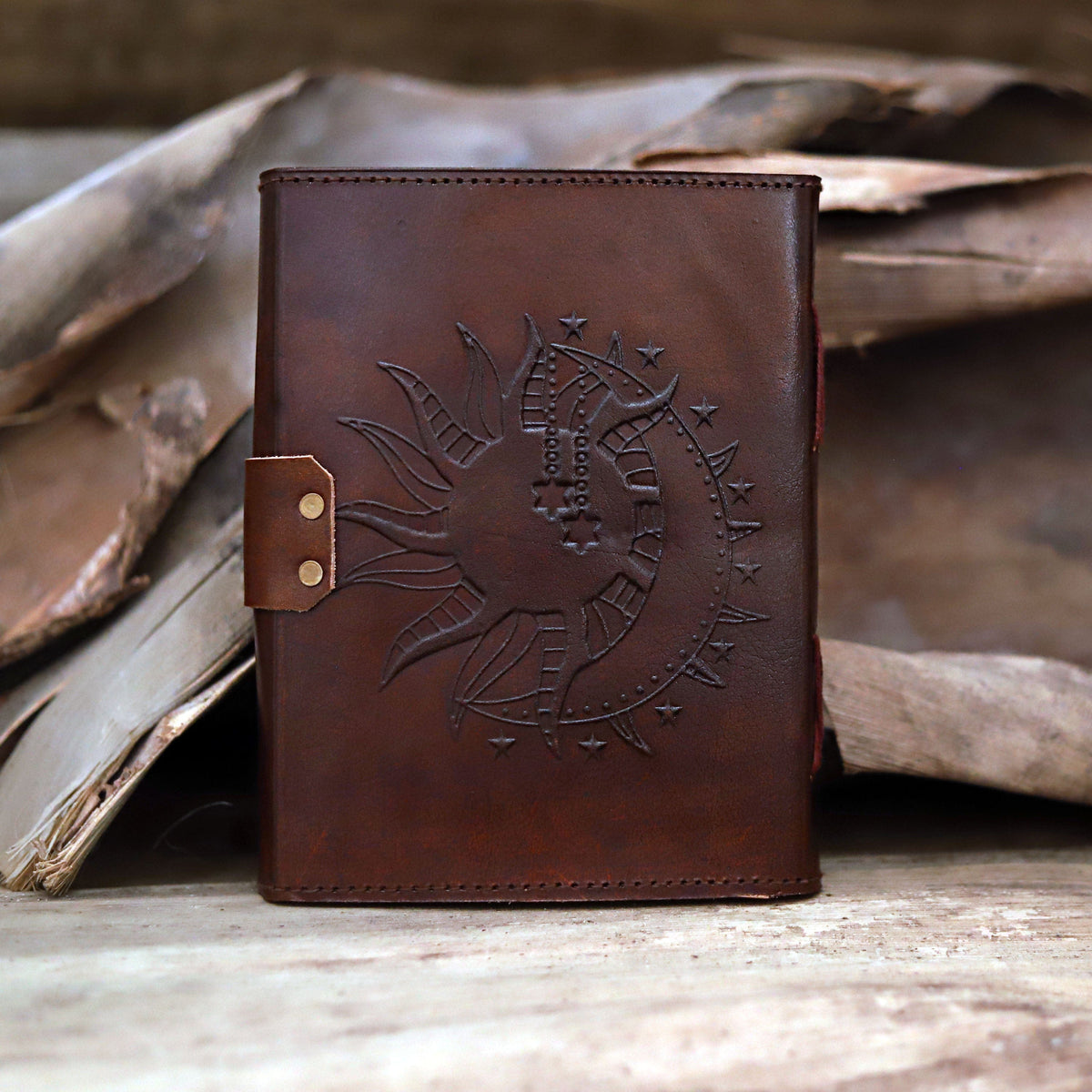 Leather Tiger stone journal - denverleathercraft