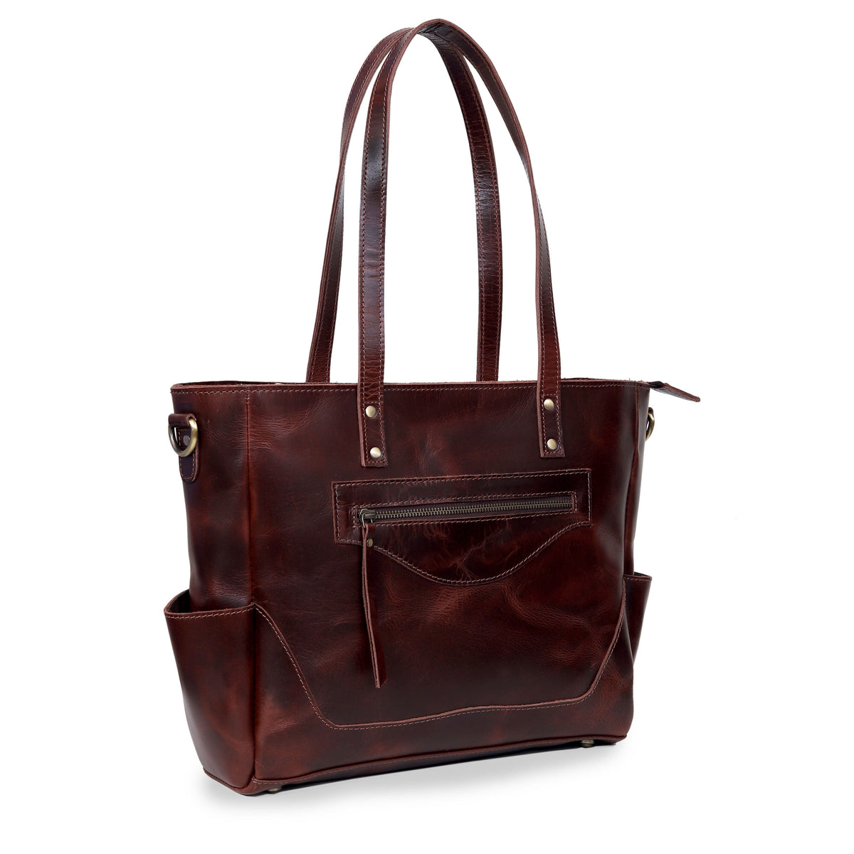 MARILYN BUFFALO LEATHER LAPTOP TOTE BAG - denverleathercraft