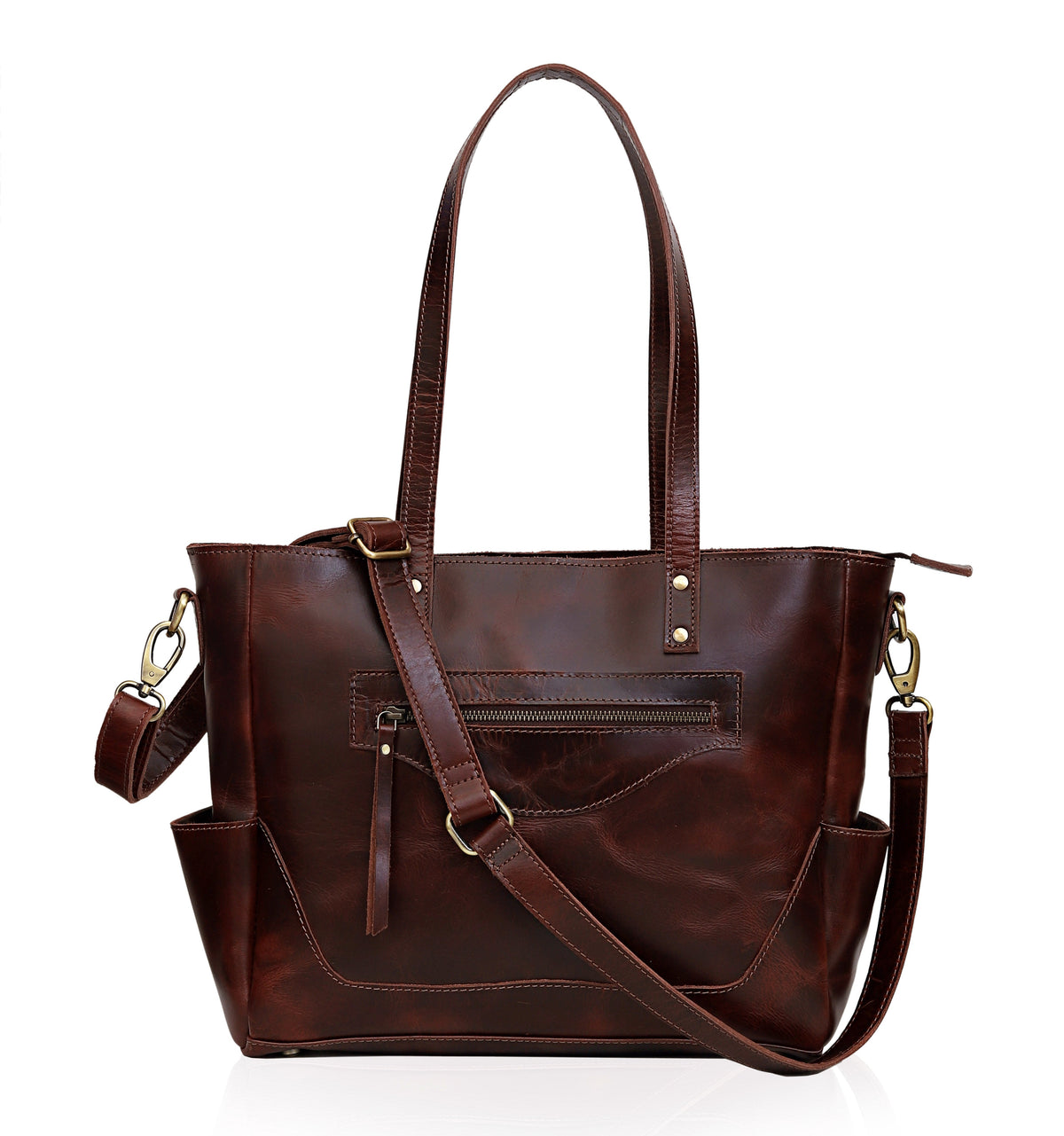 MARILYN BUFFALO LEATHER LAPTOP TOTE BAG - denverleathercraft