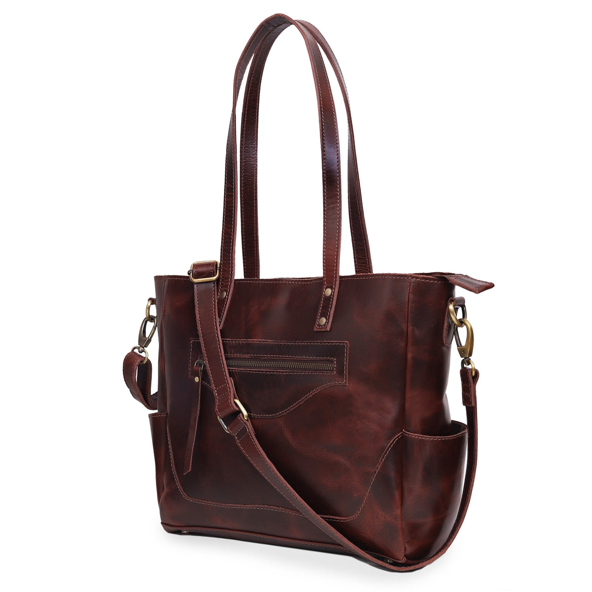 MARILYN BUFFALO LEATHER LAPTOP TOTE BAG - denverleathercraft