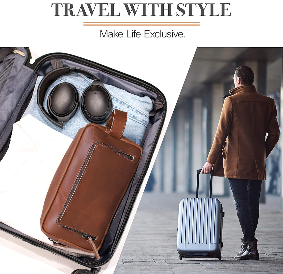 ARNOLD LEATHER TOILETRY DOPP KIT - denverleathercraft