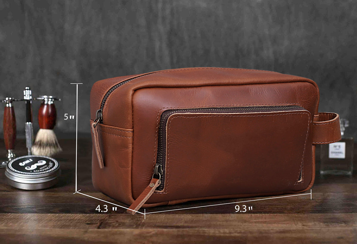 ARNOLD LEATHER TOILETRY DOPP KIT - denverleathercraft