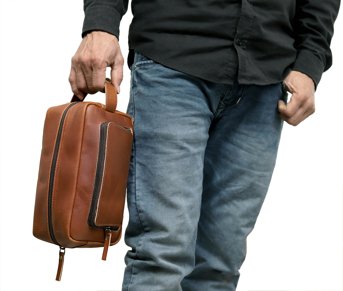 ARNOLD LEATHER TOILETRY DOPP KIT - denverleathercraft