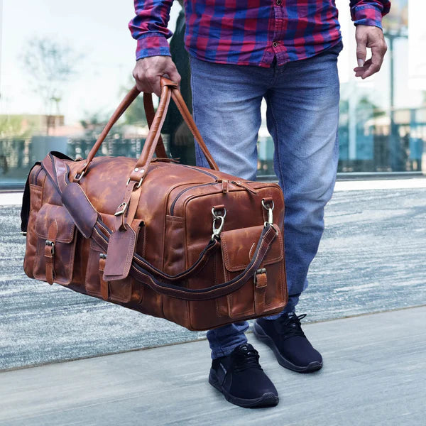 NEW JERSEY LEATHER DUFFEL BAG - denverleathercraft