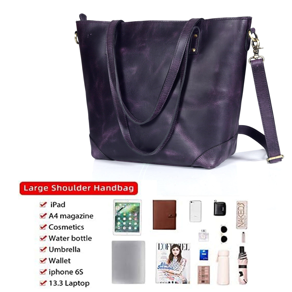 MARILYN BUFFALO LEATHER TOTE BAG - denverleathercraft