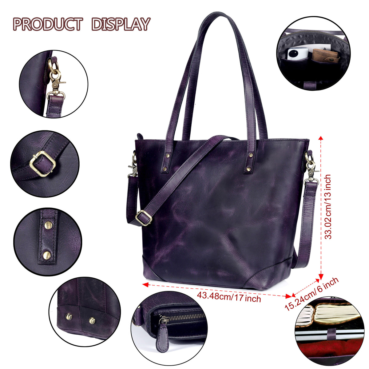 MARILYN BUFFALO LEATHER TOTE BAG - denverleathercraft