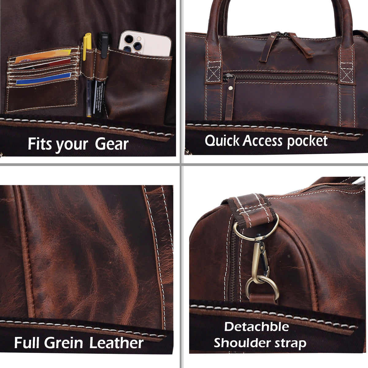 OREN LEATHER DUFFEL BAG - denverleathercraft