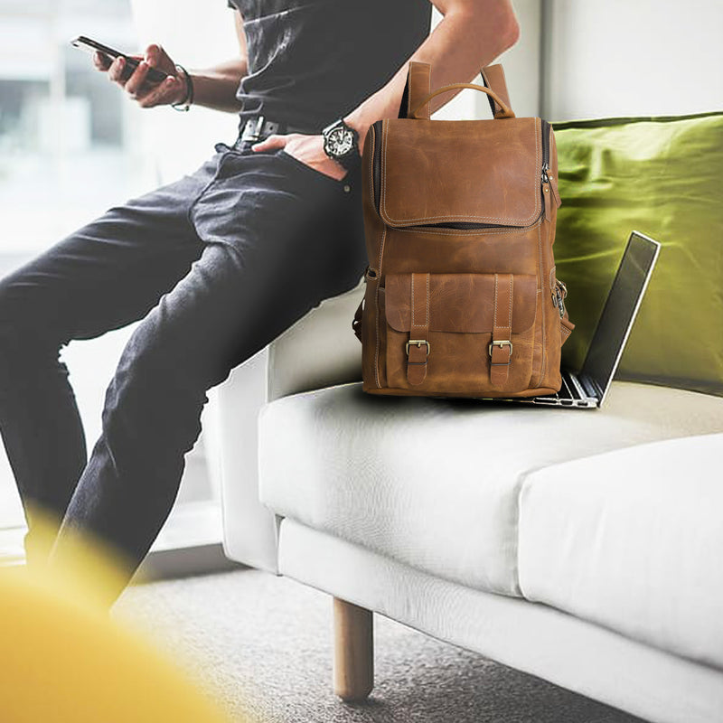 THORNE BUFFALO LEATHER BACKPACK - denverleathercraft