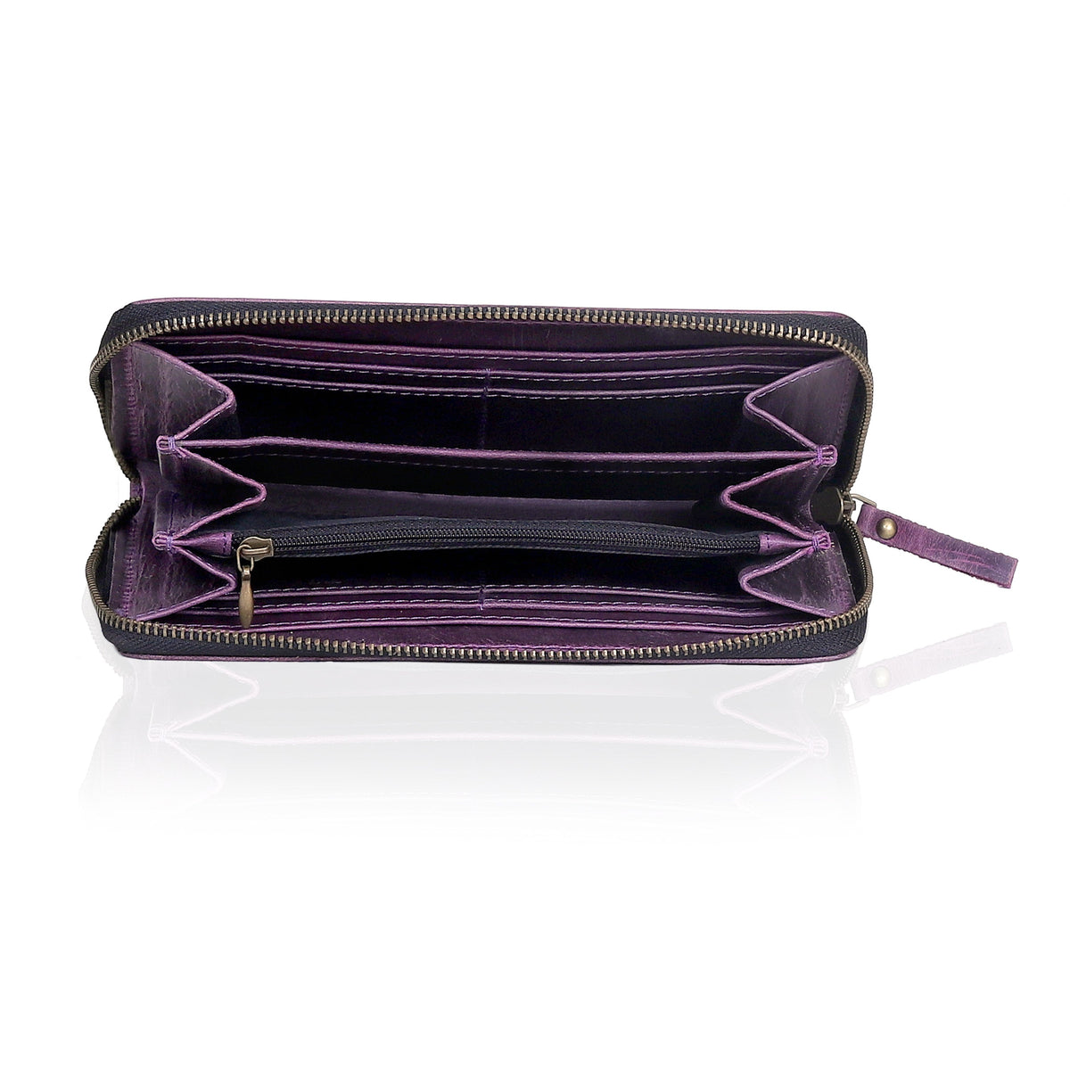Seine Leather Wallet - Purple - denverleathercraft
