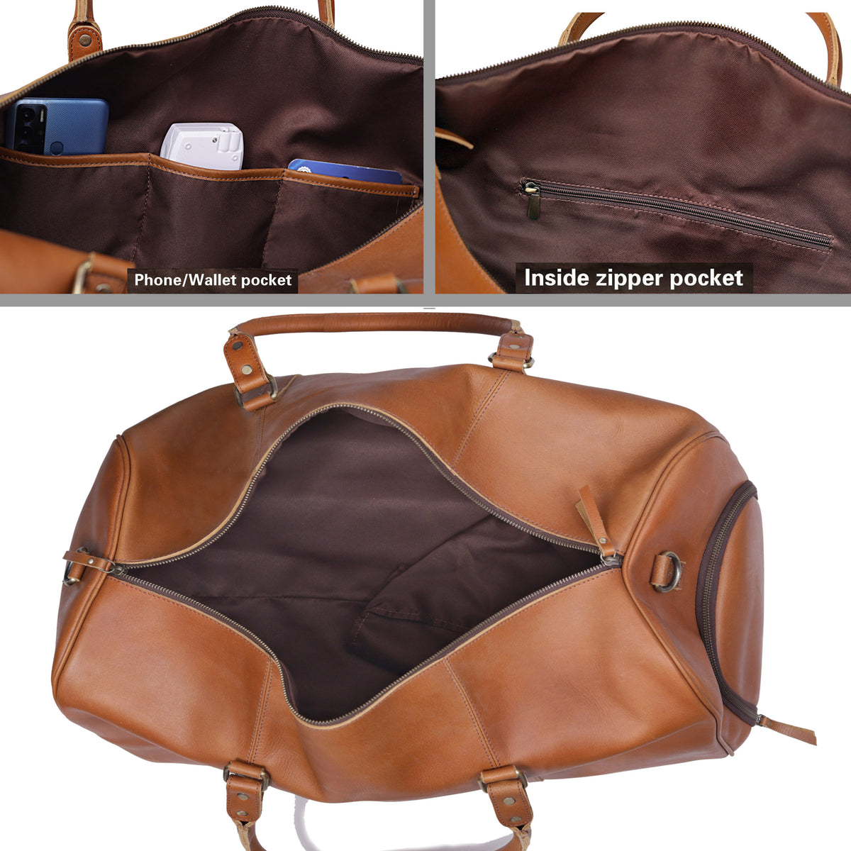 ALEXANDER LEATHER DUFFEL BAG FOR MEN - denverleathercraft