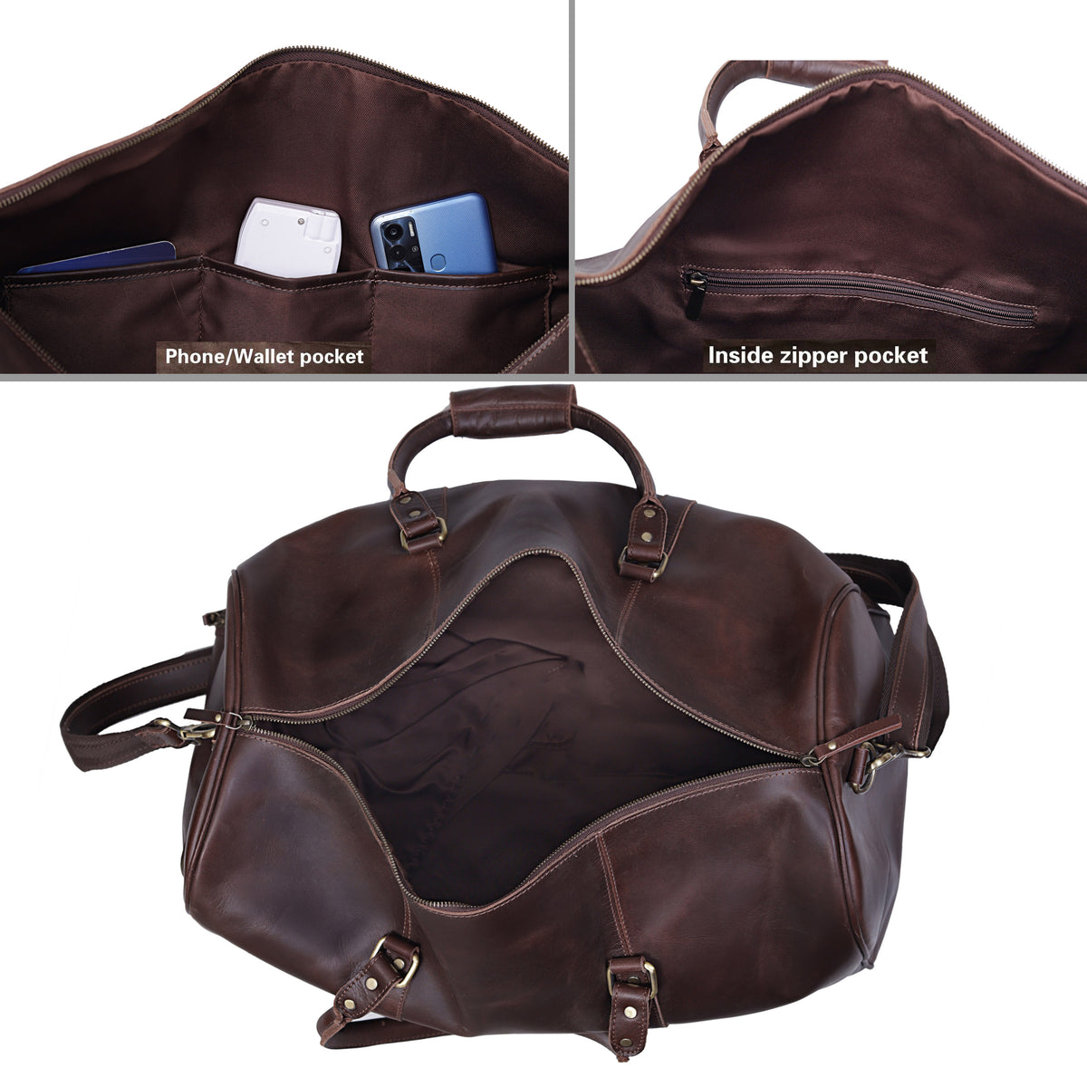ALEXANDER LEATHER DUFFEL BAG FOR MEN - denverleathercraft