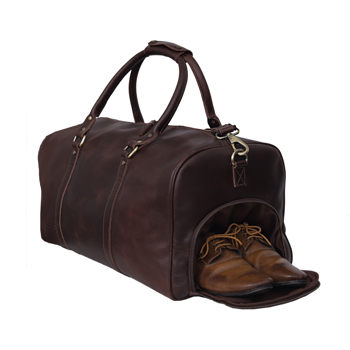 ALEXANDER LEATHER DUFFEL BAG FOR MEN - denverleathercraft