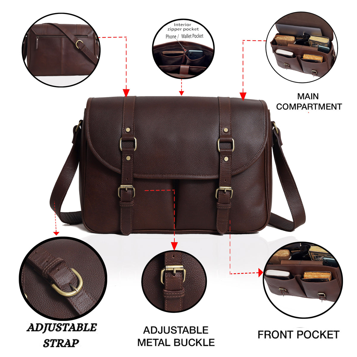 WASHINGTON LEATHER MESSENGER BAG - denverleathercraft