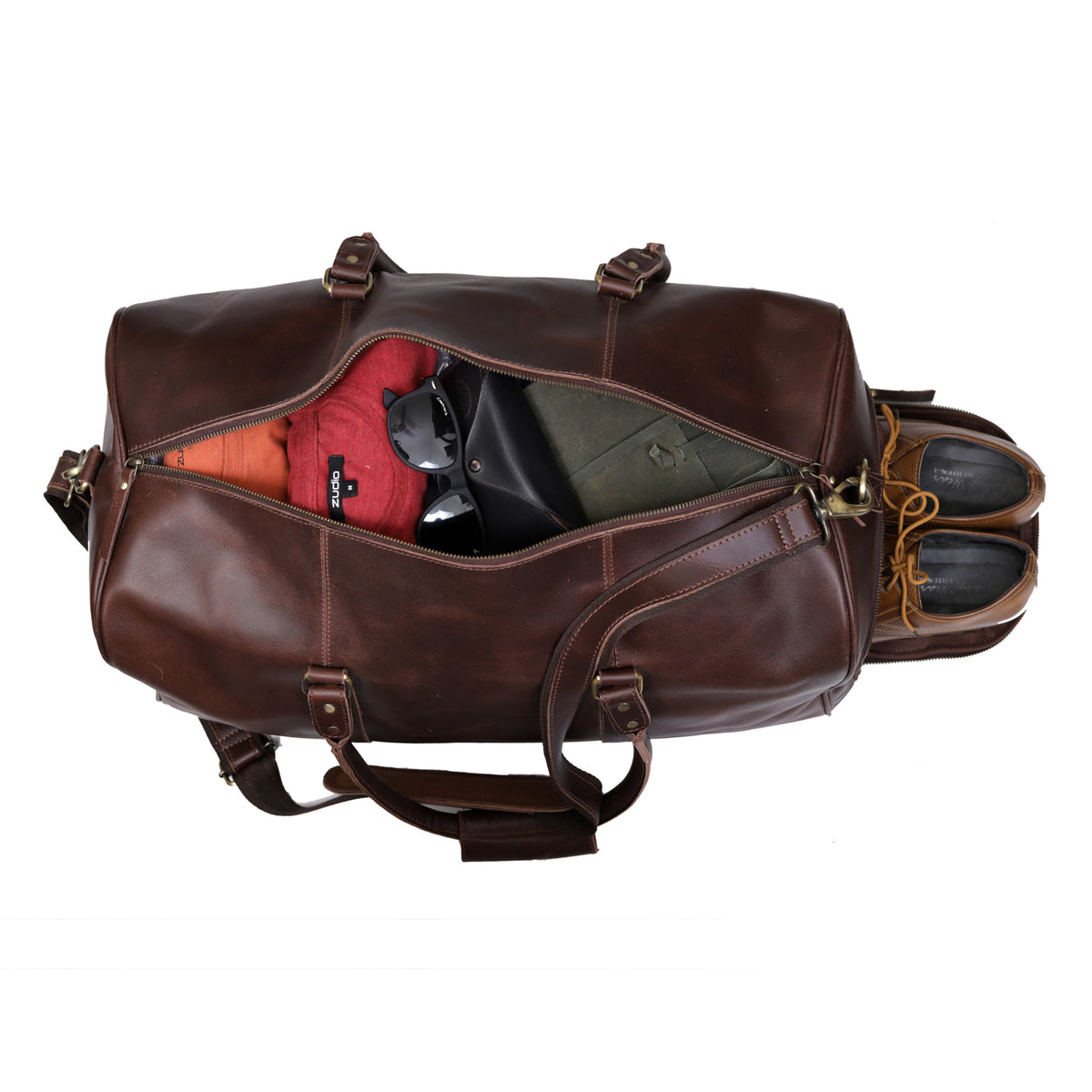ALEXANDER LEATHER DUFFEL BAG FOR MEN - denverleathercraft