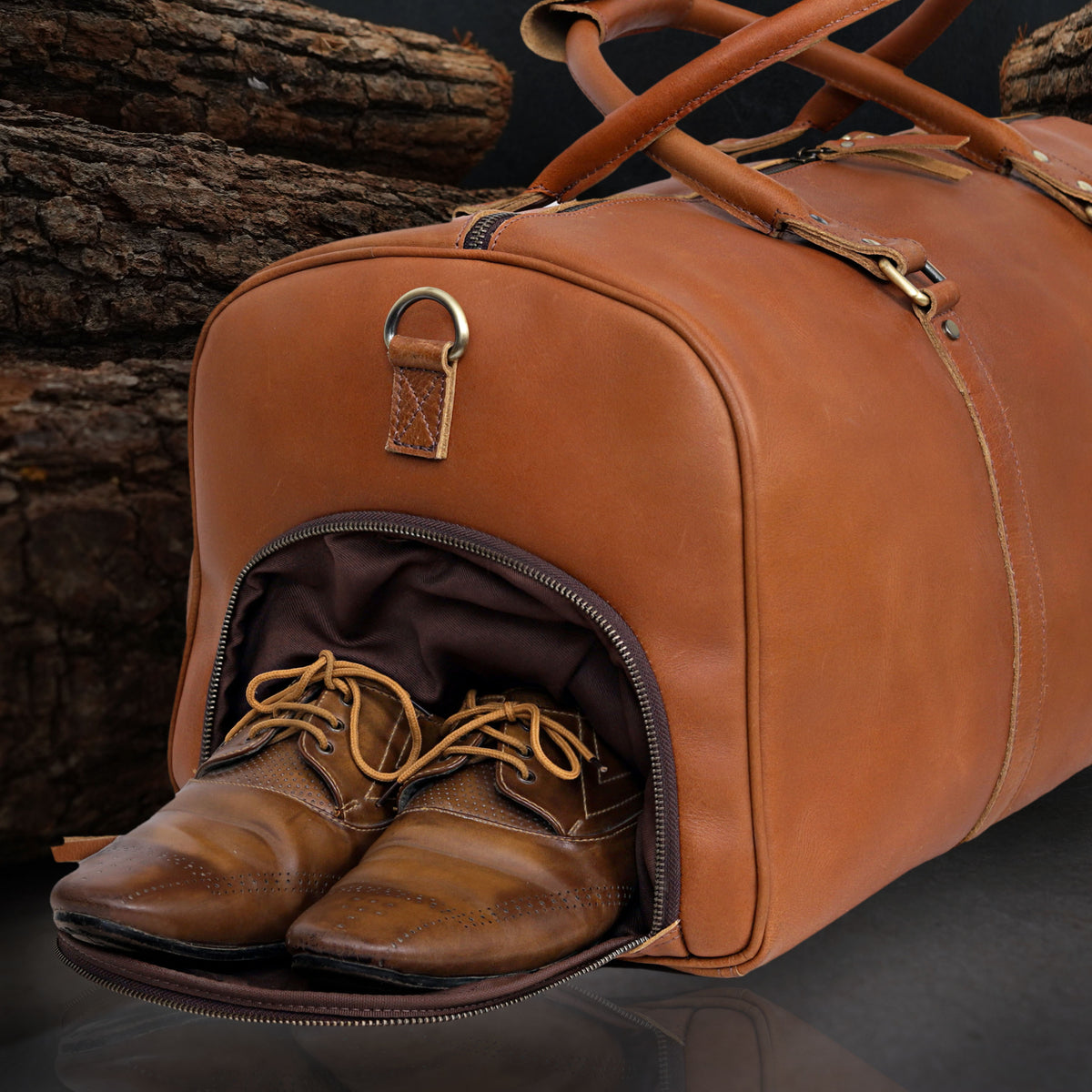ALEXANDER LEATHER DUFFEL BAG FOR MEN - denverleathercraft
