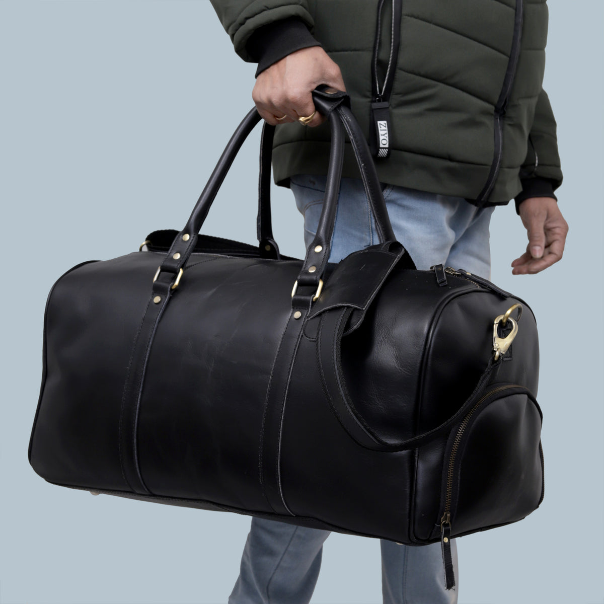 ALEXANDER LEATHER DUFFEL BAG FOR MEN - denverleathercraft