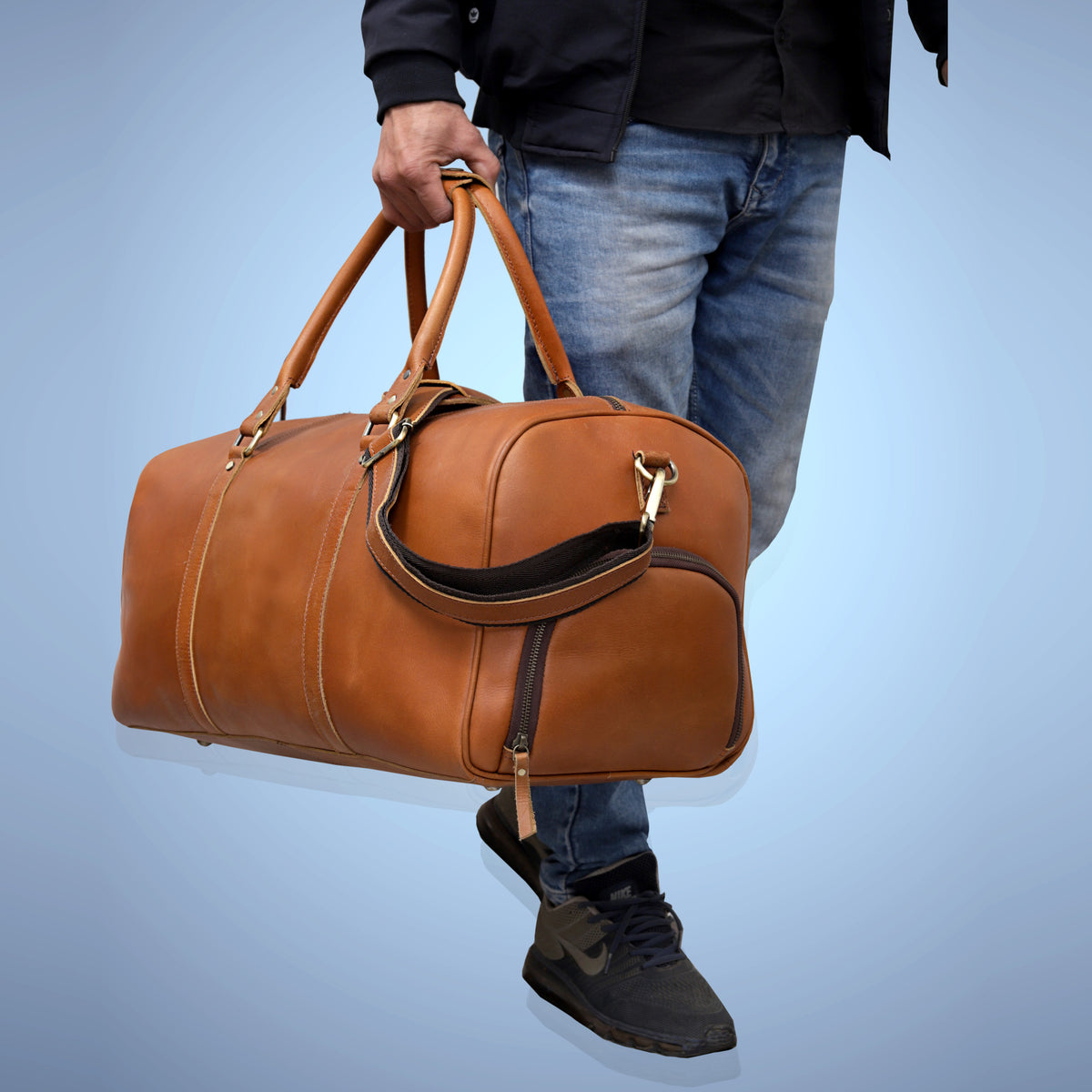 ALEXANDER LEATHER DUFFEL BAG FOR MEN - denverleathercraft