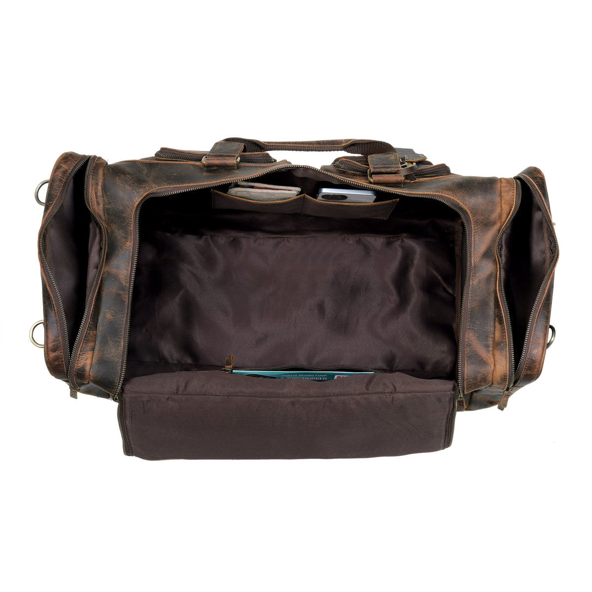 BUFFALO LEATHER DUFFEL WEEKENDER BAG - denverleathercraft